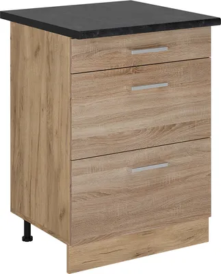 Zdjęcie produktu dla Szafka dolna do kuchni Vicco R-Line Sonoma 60 cm z szufladami, BP Antracyt, Model 53742