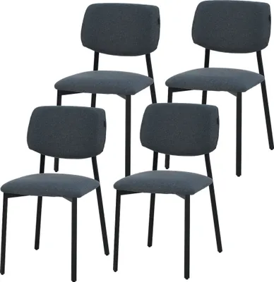Produktbild von RAVINO Designerstuhl A21– 4er Set Esszimmerstuhl gepolstert mit Stoffbezug, moderner Küchenstuhl mit Rückenlehne, Stuhl, belastbar bis 110 kg– Blau