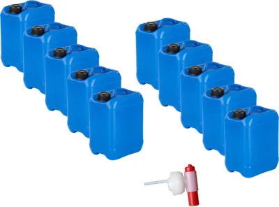Produktbild von 10x 5 Liter Kanister Wasserkanister Campingkanister Farbe blau DIN45 + 1x Hahn (10x5knb45+1xH.45)