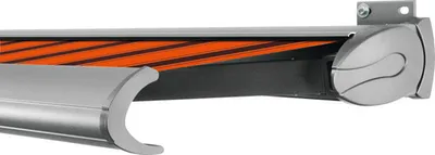 Produktbild von SOLUNA Kassettenmarkise Exclusiv 3,5x2,5 Stoff Dessin 744 Gestell E6EV1 silber eloxiert Antrieb rechts inkl. Motor und W