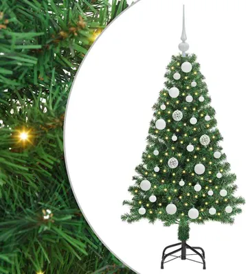 Image de Arbre de Noël artificiel avec 150 LED avec support Vert 120 cm