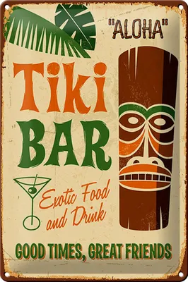 Produktbild von Blechschild 20x30cm Tiki Bar Aloha Exotic Food