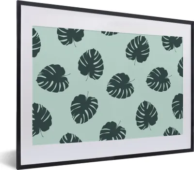 Produktbild von MuchoWow® Gerahmtes Poster Sommer - Blätter - Blau 40x30 cm - Poster mit Schwarzem Bilderrahmen Wandposter Rahmen Foto Bilder - Bilderrahmen - Poster im Rahmen