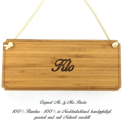 Produktbild von Mr. & Mrs. Panda Schild Klo - Geschenk, Landhaus, Türschild, Geschenkidee, Infotafel, Holzschild, Graviert, Holz, Shabby, Wegweiser