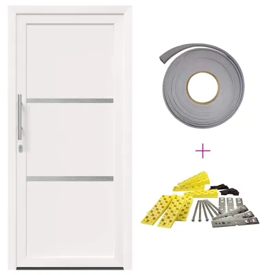 Image de vidaXL : Porte d'entrée, 108 x 208 cm, PVC, blanche