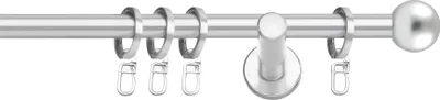 Produktbild von SN Deco Gardinenstange Straßburg, 19 mm, 1-läufig, Stahl, Komplett-Set mit Ringen, Auflageträger, 480 cm, chrom-matt