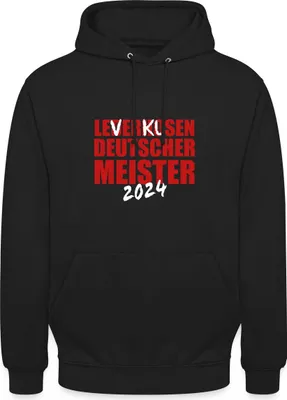 Produktbild von Spreadshirt Leverkusen Statt Lederhosen Deutscher Meister 2024 Uni Hoodie, M, Schwarz