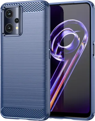 Produktbild von Realme 9 5G Hülle, Carbon-Faser TPU Silikon Stoßfest Schutzhülle für Realme 9 5G Blau