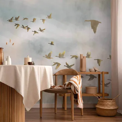 Produktbild von Vlies Fototapete - Golden Geese 250x175 cm Tiere g-A-0350-a-a