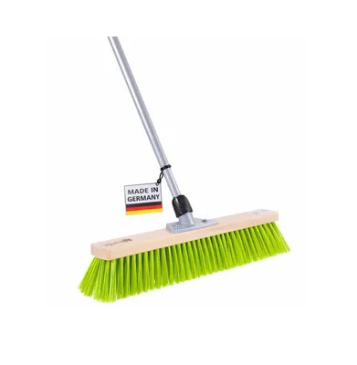 Produktbild von Hochwertiger Straßenbesen 60cm Breit mit Metall-Teleskopstiel 200cm Lang neon-grüne Borsten Besen mit Stiel Kunststoffborsten