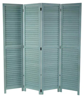 Produktbild von Raumteiler Paravent, Trennwand Sichtschutz, Shabby-Look Vintage, 170x160cm - grün