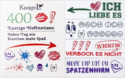 Produktbild von 400X Aufkleber, Bunte Haftnotizen Mit Texten In Deutsch
