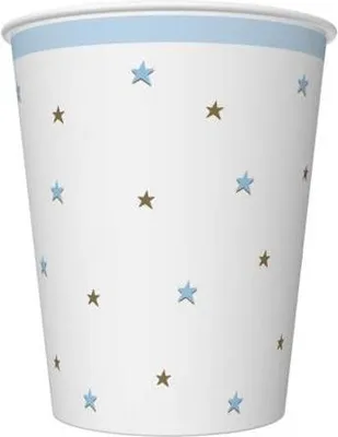 Obrázek produktu pro Papírový kelímek STARS modrý 250ml 8ks.