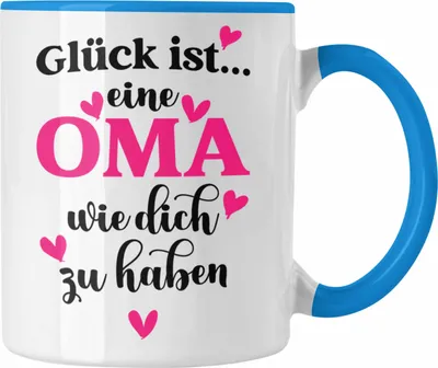 Produktbild von Trendation - Oma Tasse mit Spruch Geschenk von Enkel für Beste Oma Muttertag Geburtstagsgeschenk (Blau)