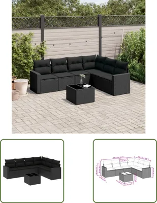 Produktbild von The Living Store 7-tlg. Garten-Sofagarnitur mit Kissen Schwarz Poly Rattan