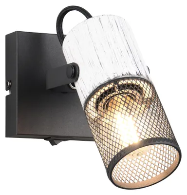 Obrázek produktu pro Vintage nástěnný reflektor dřevo bílá, výška 13 cm