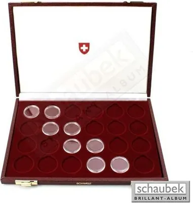 Produktbild von Schaubek Numismatik Münzkollektion Münzkassette Schweiz 5-sFr ohne Dosen 24 Felder auf 1 Tablett