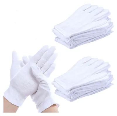 Produktbild von 6 Paar Weiße Baumwollhandschuhe für Damen
