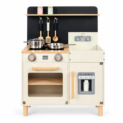 Immagine prodotto di Cucina per bambini con lavagna in legno e vaschetta per gelati | cucina gioco 58x30x80cm