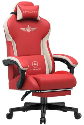 Zdjęcie produktu dla Fotel gamingowy, ergonomiczna konstrukcja, regulowane oparcie, czerwone PVC