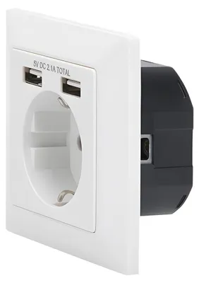 Produktbild von DIGITUS Unterputz Steckdose 250V + 2 x USB A, weiß