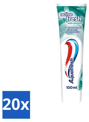 Immagine prodotto di 20 tubetti di dentifricio Aquafresh rinfrescante, con mentolo, da 75 ml - confezione - 20 pezzi