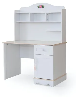 Produktbild von Moderne Weiße Kinderzimmer Möbel Robuster Holz Schreibtisch Edles Regal