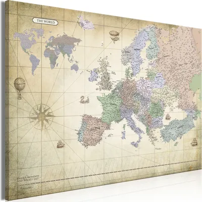 Produktbild von Italienischer Leinwand Leinwandbild - Map of Europe (1 Part) Wide 120x80 cm Karten k-A-0433-b-a