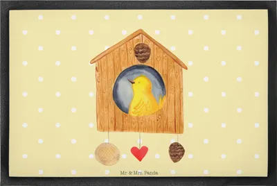 Produktbild von Mr. & Mrs. Panda Türvorleger Vogel Haus 60 x 90 cm - Gelb Pastell - Geschenk, Castle, Wohnung, Familie, Bodenvorleger, Lustige Sprüche, Fussmatte, Schmutzmatte, fußmatte