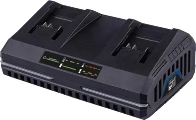 Immagine prodotto di Caricabatterie doppio Scheppach SDBC2.4A | 2,4 A per batterie agli ioni di litio | 230 - 240 V | 130 W | adatto alla serie Scheppach IXES 20-Volt