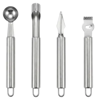 4-in-1 Obstschneider-Set: Melonenausstecher, Apfelausstecher, Zitronenschäler