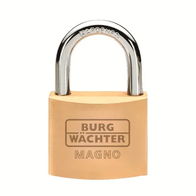 Produktbild von BURG-WÄCHTER 400 E Magno, Herkömmliches Vorhängeschloss, Tastensperre, Selbstlagerung, Aufbewahrungsspind, Werkzeugkasten, Werkstatt, Gold, Edelstahl, Massives Messing, Gehärteter Stahl