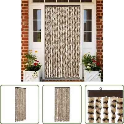 Produktbild von The Living Store Fliegenvorhang Beige und Braun 90x200 cm Chenille