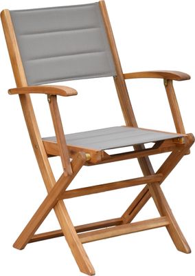 Merxx Klappsessel "Acapulco" 2er Set - Akazienholz mit Textilbespannung Grau