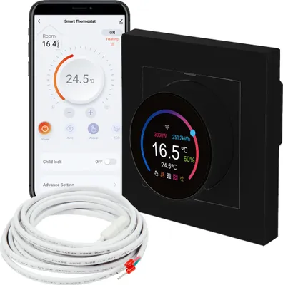 Obrázek produktu pro Chytrý WiFi pokojový termostat TH11 pro podlahové vytápění Regulátor teploty termostat Tuya App černý