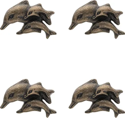 Immagine prodotto di Set di 4 pomelli per porte Clayre & Eef con delfino 6x4 cm in tessuto marrone