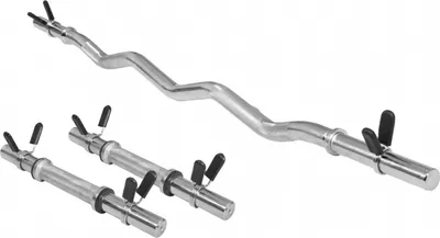Produktbild von GORILLA SPORTS® Hantelstangen Set - SZ Curlstange 120 cm, 2 Kurzhantelstangen 35 cm, Federverschlüssen, Ø 30 mm, gerändelte Griffe, aus Chrom, Silber - Hantelset