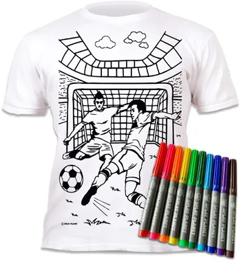 Ausmal-T-Shirt mit 10 Zauberstiften, 7-8 Jahre, Weiß