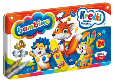 Produktbild von Bambino Wachsmalstifte Set, 24 Farben in Metallbox