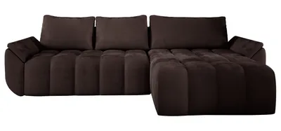 Produktbild von E-ZIMPAZ Ecksofa mit Schlaffunktion und Bettkasten CALVANI 185x282 cm, Eckcouch L-Form, Polsterecke, Sofa Samtstoff - Dunkelgrau MH95