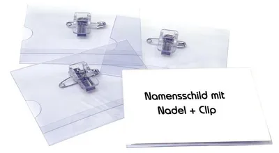 Produktbild von 50x Ausweishalter Namensschildhalter mit Kombi-Clip + Nadel 40x75mm