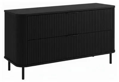 Obrázek produktu pro Stojanová koupelnová skříňka se zásuvkami a kovovými nohami, barva černá, úchytky černé, nohy černé, 120 x 41,5 x 66,7 cm