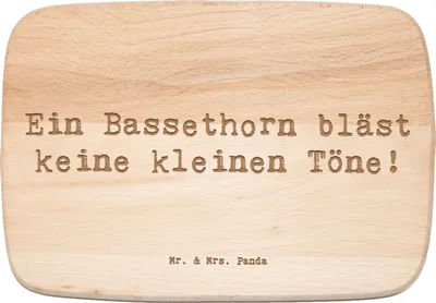 Produktbild von Mr. & Mrs. Panda Holz Küchenbrett Spruch Bassethorn Klänge - Transparent - Geschenk, vesperbrett, brotbrett, Musiker, Musik, Lernen, Klarinettenfamilie, schneidbrett