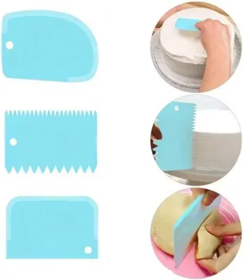 Zdjęcie produktu dla CHPN – Skrobaczka do ciasta – Skrobaczka do ciasta – Skrobaczka do ciasta – Nóż do ciasta – Pieczenie – Piekarz – Zestaw 3 skrobaczek do ciasta – Krojenie ciasta – Niebieski