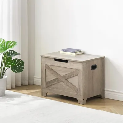 Immagine prodotto di Panca contenitore in legno - Panca da ingresso con cuscino - Piccola - Panca contenitore - Per ingresso e ai piedi del letto - Nera