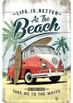 Image de Nostalgic-Art - Plaque en métal 20 x 30cm - Volkswagen - VW Bulli Beach