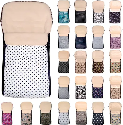 Produktbild von Fußsack KAI XL 105cm Wolle Winterfußsack Thermo Babyfußsack 6 Mon - 3 Jahre - Farbe: 54 Weiss-Schwarz Punkte