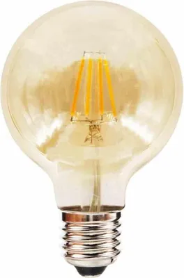 Zdjęcie produktu dla Żarówka LED z żarnikiem G80 E27 6W 2700K bursztynowa – dekoracyjna żarówka w stylu vintage