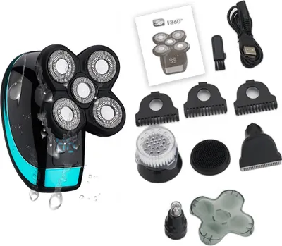Produktbild von 5-in-1 Elektrischer Rasierer Herren Glatzen Rasierer mit LCD, Wasserdicht, Nasentrimmer, Gesichtsreinigungsbürste