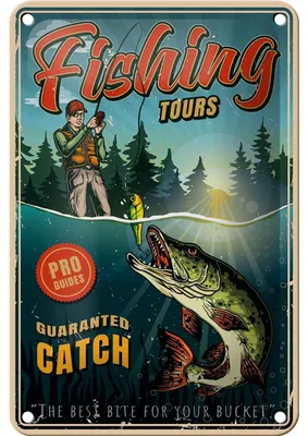Produktbild von Blechschild Angeln 12x18cm Fishing Tours Schild